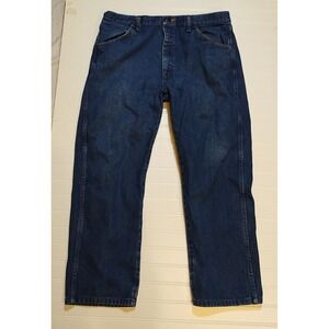 Rustler Mens Dark Wash Relaxed Straight Leg Jeans 38x30 Western Cowboy Workwear